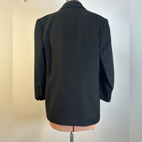 Vintage JH Collectibles Petites Double-Breasted Wool Blazer Black Size 4P - Picture 4 of 13